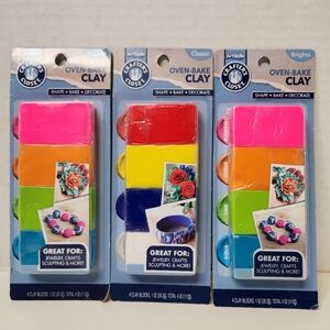 Oven Bake Clay Blocks 4pc 3 Packs 1 Brights 2 Classics Sculpting